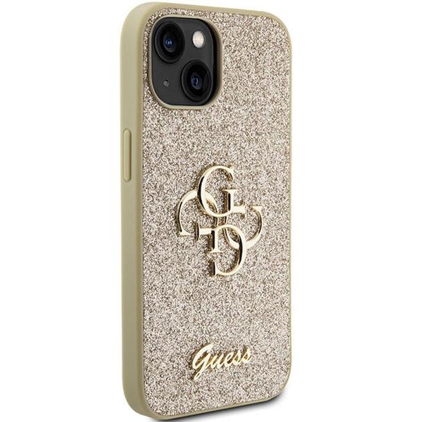 GUESS futerał do IPHONE 15 Plus GUHCP15MHG4SGD (Fixed Glitter Big 4G) złoty