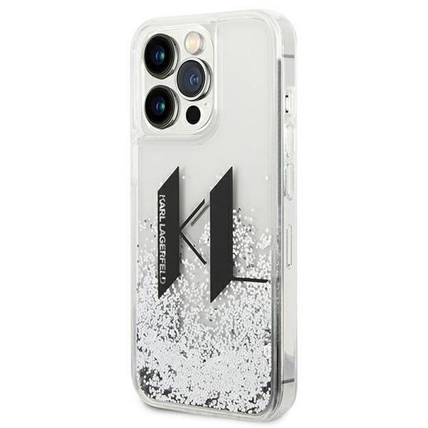 KARL LAGERFELD futerał do IPHONE 14 Pro KLHCP14LLBKLCS (Liguid Glitter Big KL Logo) srebrny