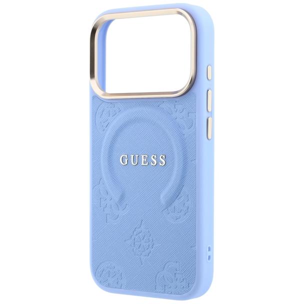 GUESS futerał do IPHONE 18 Pro/17 Pro kompatybilny z MagSafe (Saffiano Peony Ring) jasnoniebieski