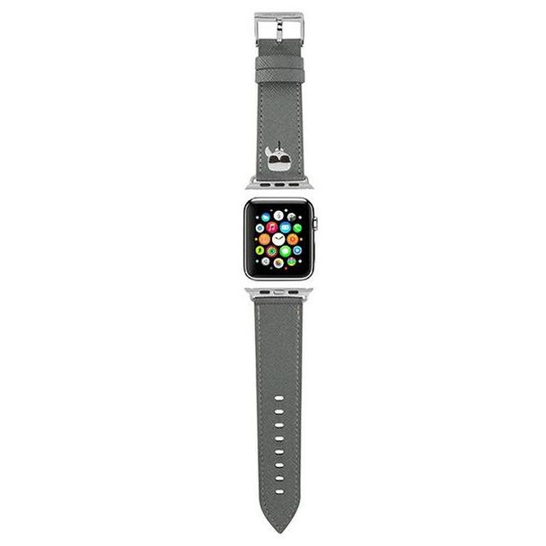 KARL LAGERFELD pasek silikonowy do APPLE Watch KLAWLOKHG (SAFFIANO KH 42 / 44 mm ) srebrny