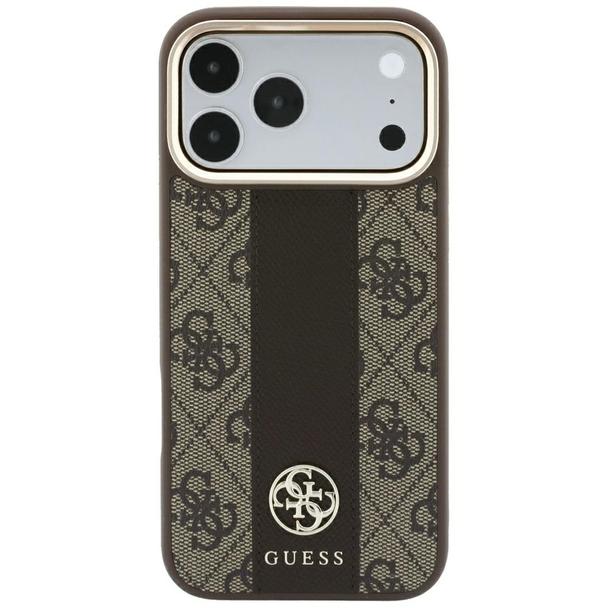 GUESS futerał do IPHONE 18 Pro Max/17 Pro Max kompatybilny z MagSafe (Stripe Round and Classic Logos 4G) brązowy
