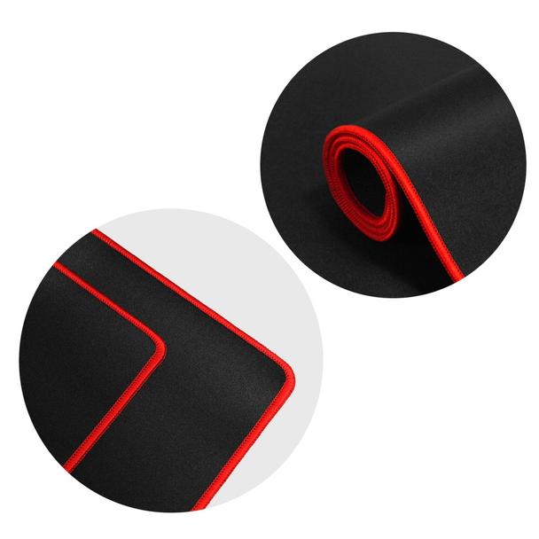Podkładka pod mysz dla graczy 300 x 240 x 3 mm czarna z czerwonym obszyciem