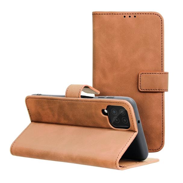 Etui z klapką na Samsung A12 / M12 Tender Book brązowe