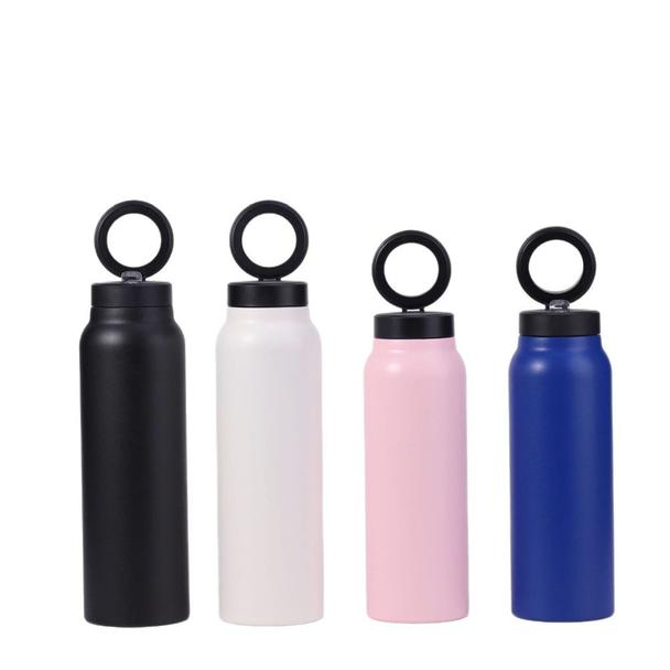 Butelka / bidon na wodę metal z uchwytem kompatybilnym z Magsafe 750ml różowy