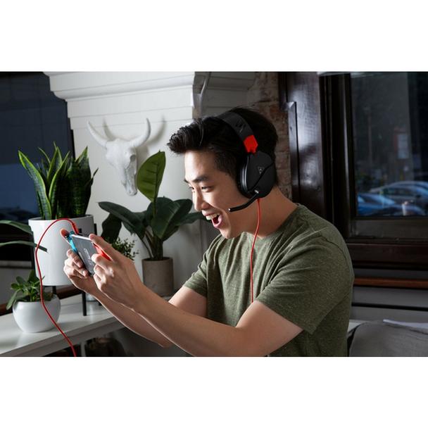 Słuchawki przewodowe nauszne Jack 3,5 mm z mikrofonem Turtle Beach Recon 70N czerwono-czarne