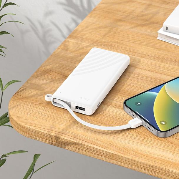 Powerbank Hoco 5000 mAh 2A z wbudowanym kablem Lightning J129 biały