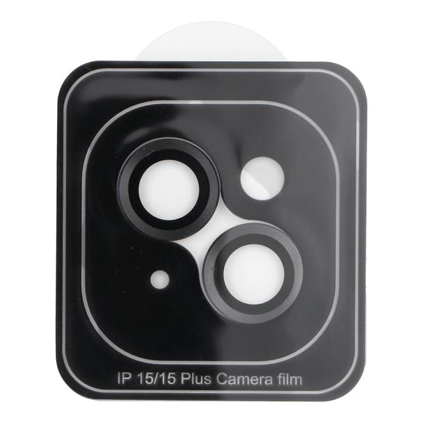 Osłona aparatu PROTECTOR 9H + aplikator do IPHONE 15 / 15 PLUS czarna