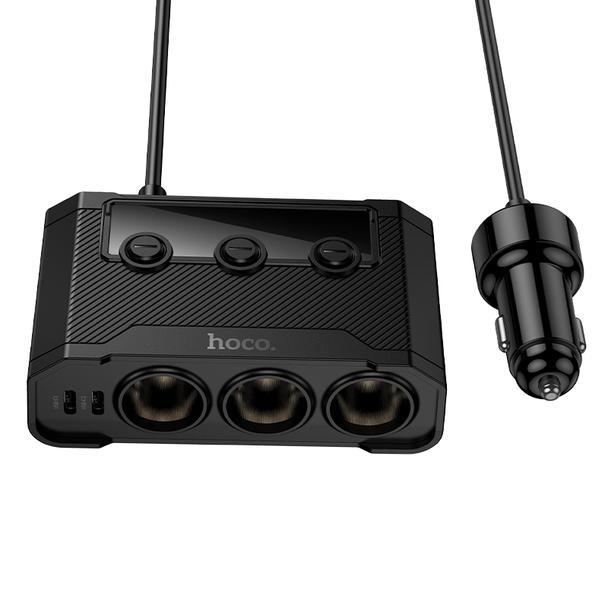 Ładowarka samochodowa Hoco z rozdzielaczem 2xUSB A + 2xUSB C + 3 port zapalniczki QC3.0 PD 240W Z64 czarna