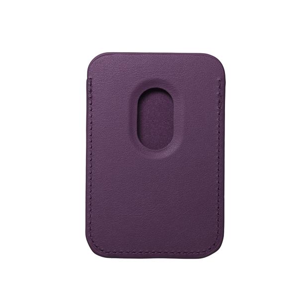 Portfel magnetyczny na karty LEATHER MAG WALLET kompatybilny z MagSafe  ciemny fioletowy