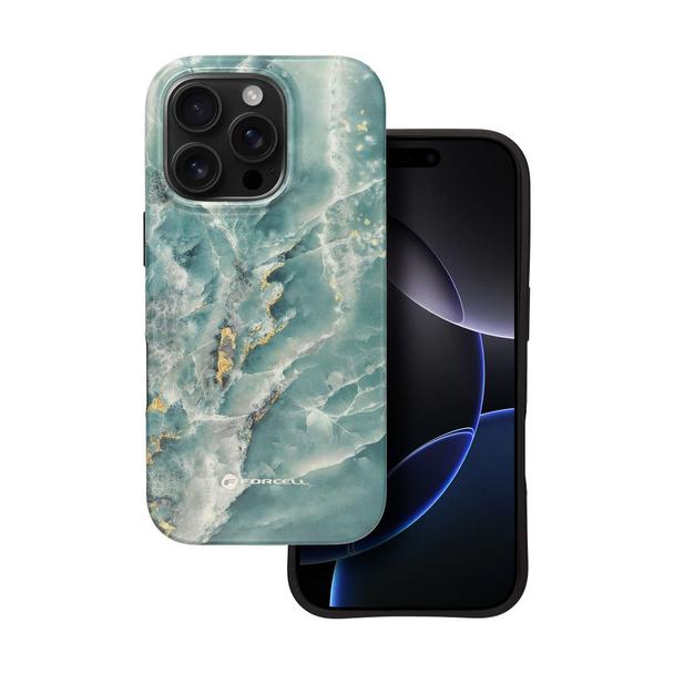 Etui na iPhone 15 PRO Forcell F-Protect Mirage zgodne z MagSafe Military Drop-Test green marble