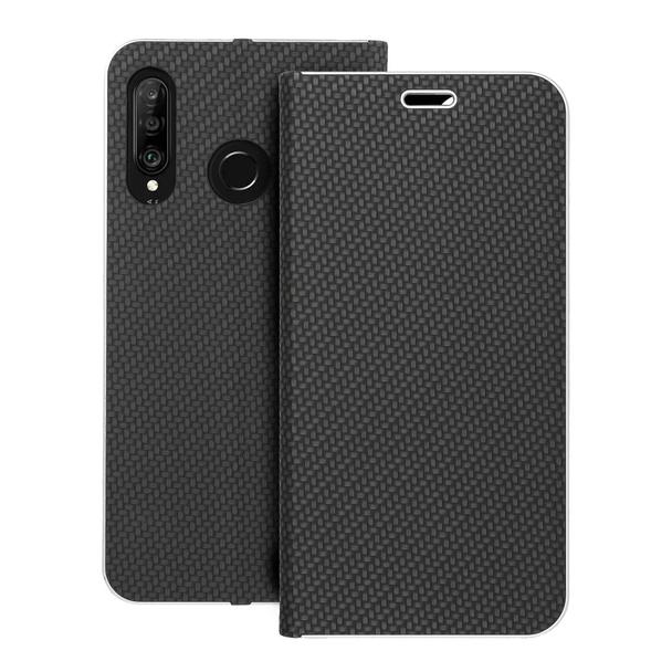 Etui z klapką na Huawei P30 LITE Luna Book Carbon czarne