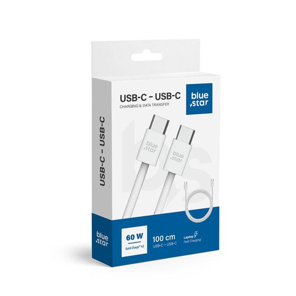 Kabel USB C do USB C Blue Star 3A 60W QC4.0 1 m Q28 biały