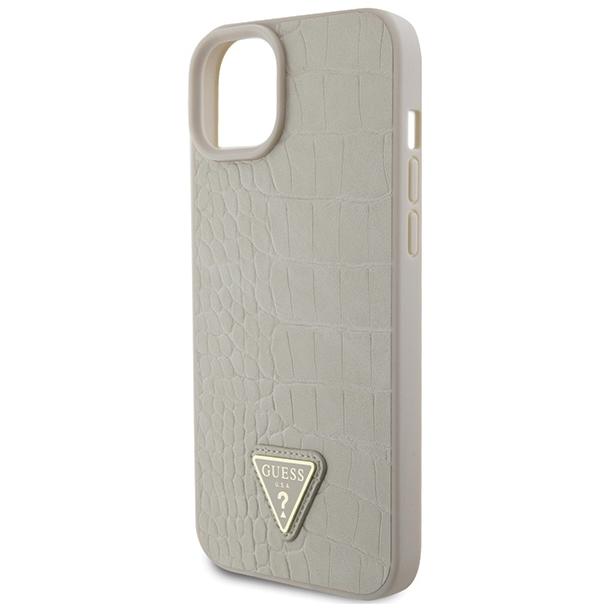 GUESS futerał do IPHONE 13 / 14 / 15 GUHCP15SPCRTHCD (Croco Triangle Metal Logo) złoty
