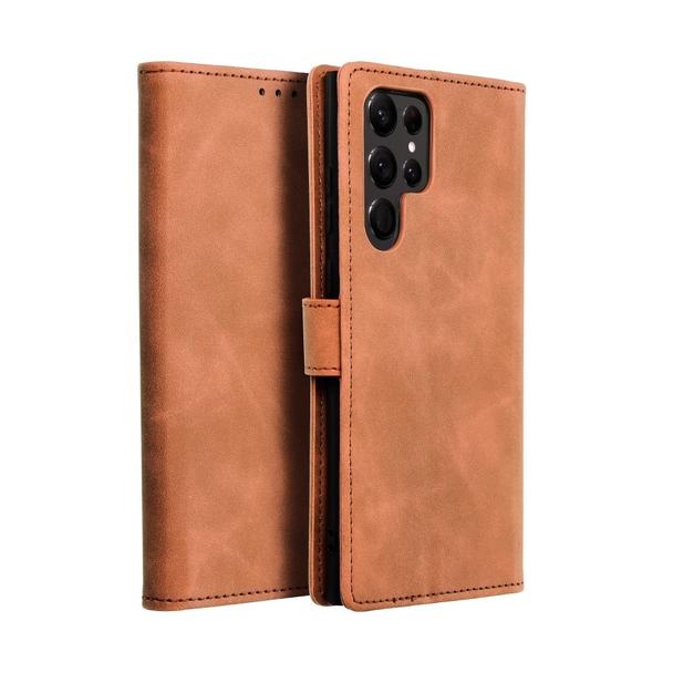 Etui z klapką na Samsung S22 ULTRA Tender Book brązowe