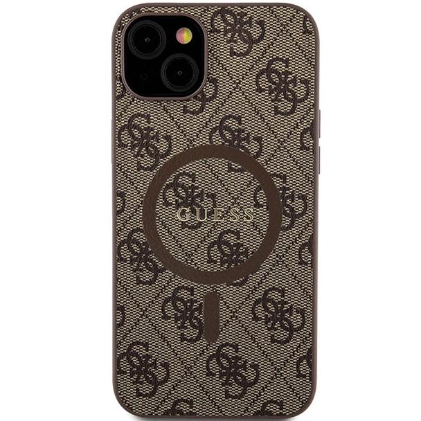 GUESS futerał do IPHONE 15 Plus / 14 Plus GUHMP15MG4GFRW (Leather 4G Metal Logo) brązowy