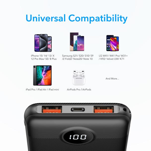 Powerbank Veger L10S (W1105PD) PD QC3.0 2A 20W 10000 mAh czarny 0INT