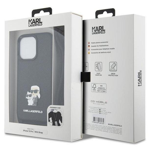 KARL LAGERFELD futerał do IPHONE 13 Pro KLHCP13LSAKCPSK (Saffiano KC Metal PIN Crossbody) czarny