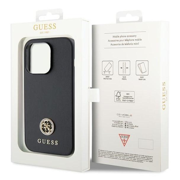 GUESS futerał do IPHONE 15 Pro GUHCP15LPS4DGPK (Strass Metal Logo) czarny