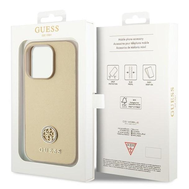 GUESS futerał do IPHONE 15 Pro GUHCP15LPS4DGPD (Strass Metal Logo) złoty