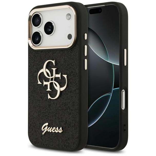 GUESS futerał do IPHONE 17 Pro GUHCP17LHG4SGCK (Fixed Glitter Big 4G Metal Frame) czarny