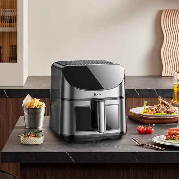 Frytkownica beztłuszczowa Air Fryer Hoco z ekranem dotykowym i okienkiem 8L 1700W HE21 czarna