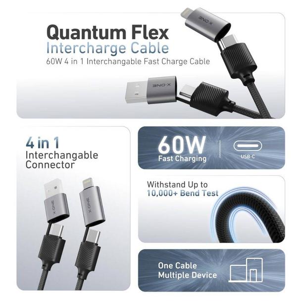 Kabel USB X-ONE QuantumFlex - typ C do C max 60W 1,2m czarny