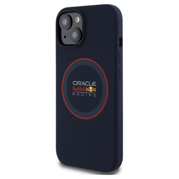 RED BULL futerał do IPHONE 15 kompatybilny z MagSafe RBHMP15S24SIILVR (Silicone red Ring) navy