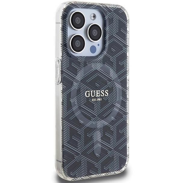 GUESS futerał do IPHONE 15 Pro Max kompatybilny z MagSafe GUHMP15XHGCUSTGK (IML GCUBE) czarny