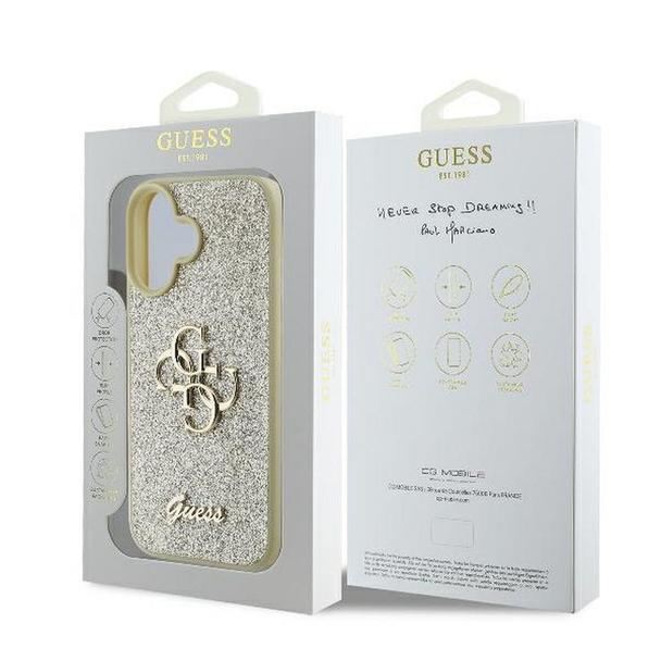 GUESS futerał do IPHONE 16 Plus GUHCP16MHG4SGD (Fixed Glitter Big 4G) złoty