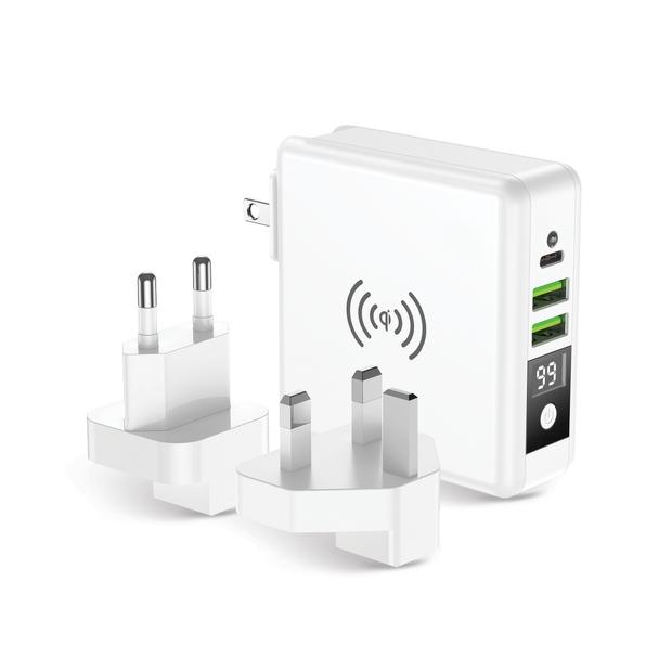 Wielofunkcyjna ładowarka Forcell F-Energy 4w1 2 x USB A + USB C 15W + power bank 8000mAh + ładowanie bezprzewodowe biała