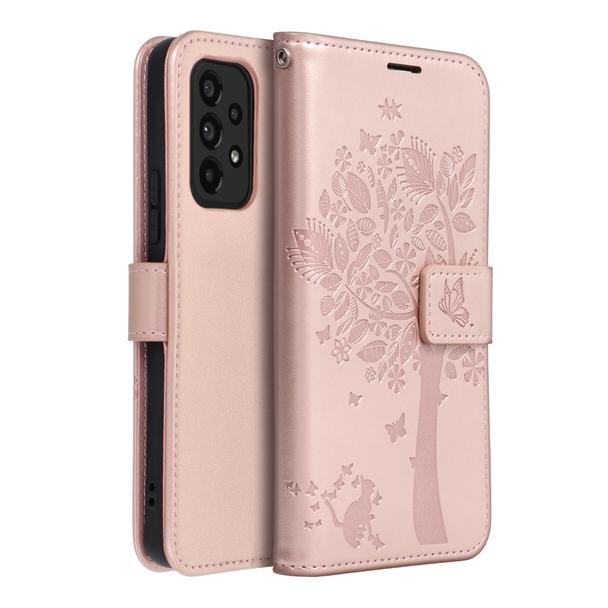 Etui z klapką na Samsung A53 5G Mezzo Book drzewo złoto-różowe