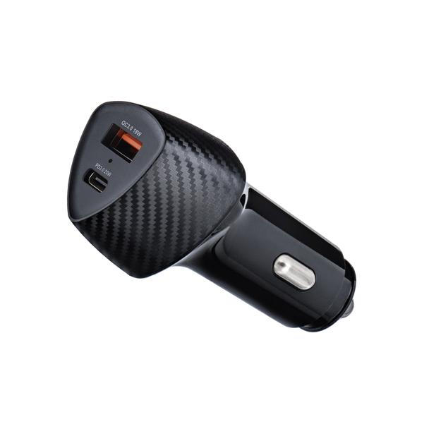 Ładowarka samochodowa Forcell F-Energy Carbon USB C + USB A QC3.0 PD 3A 38W CC50-1A1C czarna