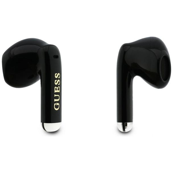 Słuchawki bezprzewodowe douszne TWS Guess Glossy Gold Line Classic czarne
