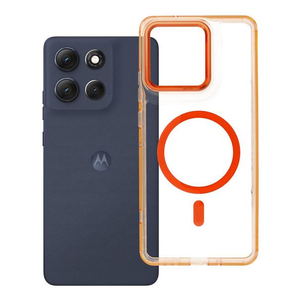 Futerał do Motorola G86 Frame Clear Hybrid Mag Cover zgodny z MagSafe pomarańczowy