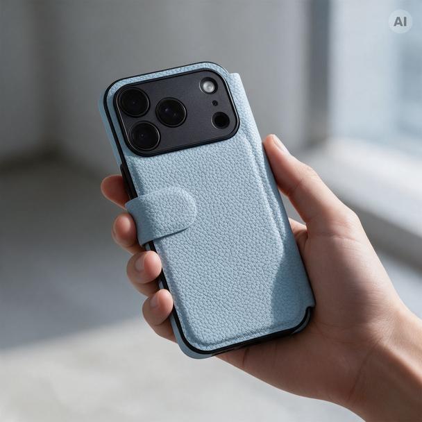 Etui z klapką na iPhone 17 PRO / 18 PRO Max Protect RFID jasnoniebieskie
