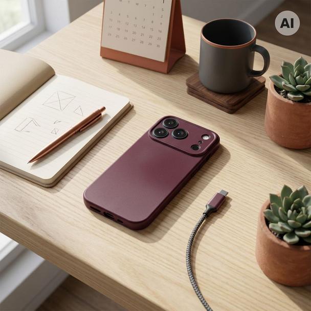 Etui na iPhone 18 Pro / 17 Pro Metallic burgundowy