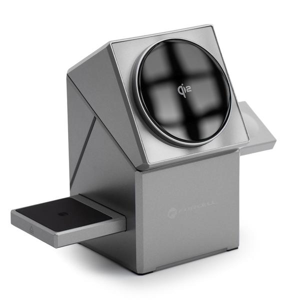 Ładowarka indukcyjna Forcell F-Energy 3w1 Rotation Cube Qi2 zgodna z MagSafe (F-06) srebrna 0INT