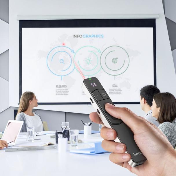 Wskaźnik laserowy bezprzewodowy Hoco bluetooth GM202 srebrny