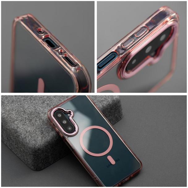 Futerał do Samsung A37 Frame Cleear Hybrid Mag Cover zgodny z MagSafe pudrowy róż