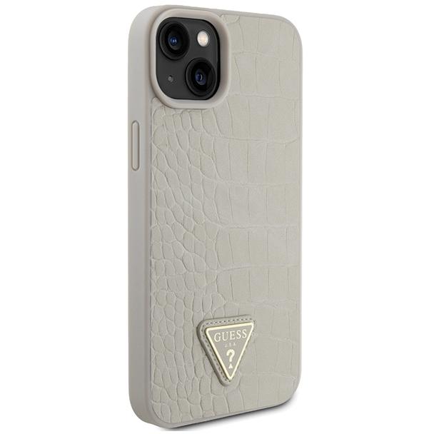 GUESS futerał do IPHONE 13 / 14 / 15 GUHCP15SPCRTHCD (Croco Triangle Metal Logo) złoty