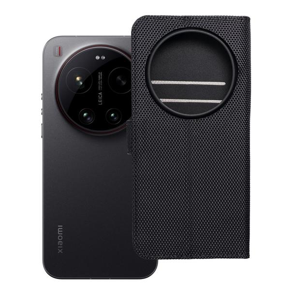 Etui z klapką na Xiaomi 17 ULTRA 4Card RFID antykradzieżowe tech fabric czarne