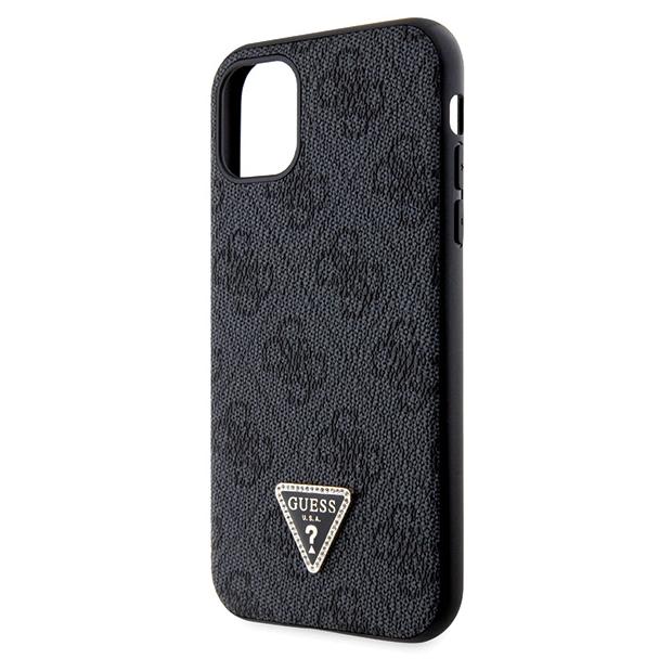 GUESS futerał do IPHONE 11 GUHCN61P4TDSCPK (Leather Metal Logo Strass Crossbody) czarny