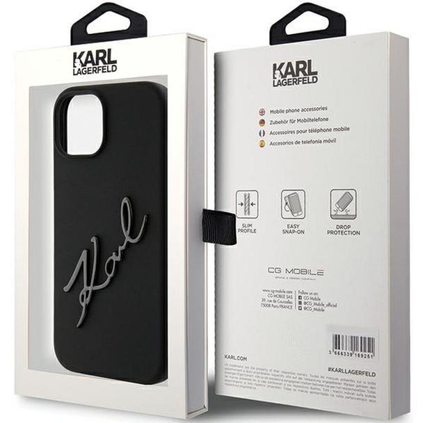 KARL LAGERFELD futerał do IPHONE 15 KLHCP15SSKSBMCK (Silicone Karl Script Logo) czarny