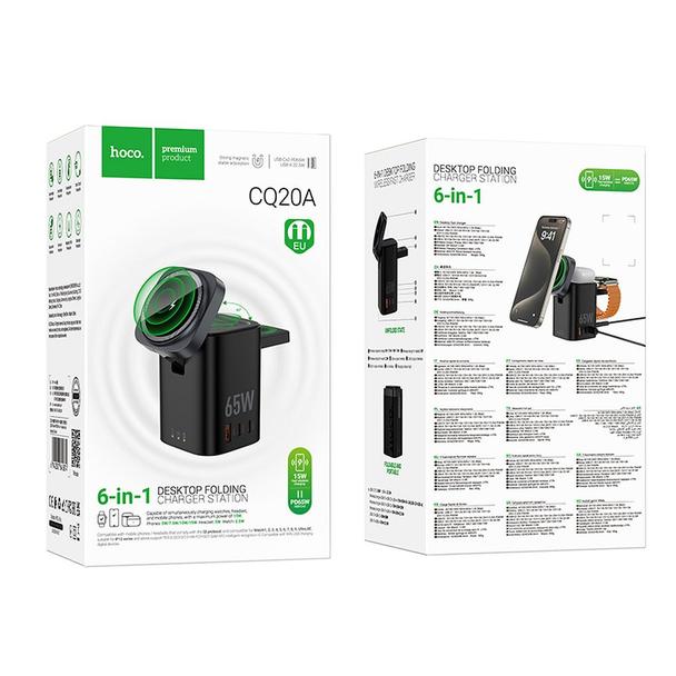 Ładowarka indukcyjna Hoco 6w1 PD QC 65W kompatybilna z Apple Watch CQ20A czarna