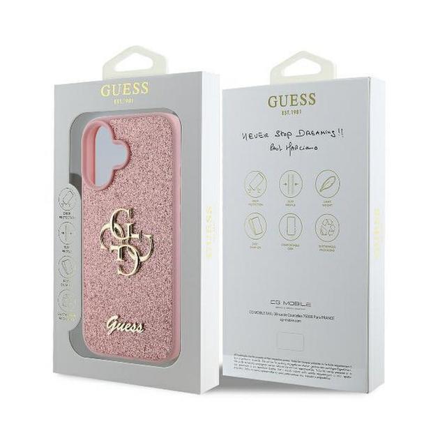 GUESS futerał do IPHONE 16 Plus GUHCP16MHG4SGP (Fixed Glitter Big 4G) różowy