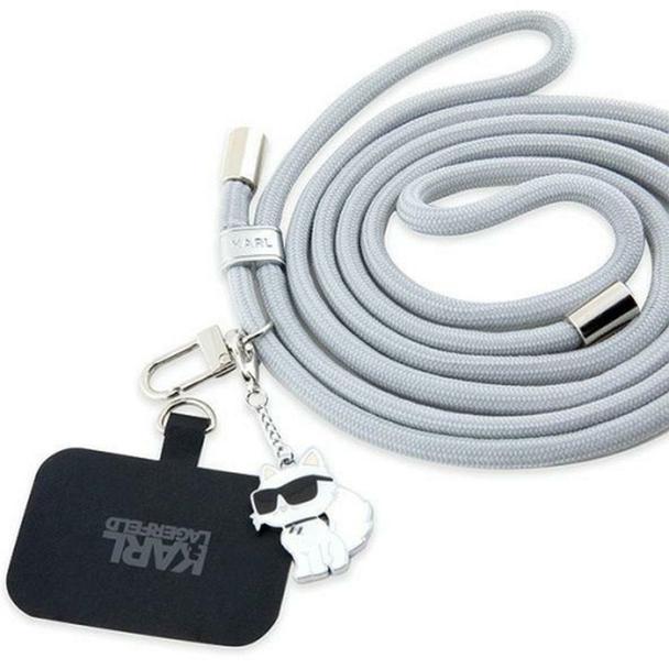 KARL LAGERFELD zawieszka KLUCNMSCKIG (Crossbody Cord Choupette) szary