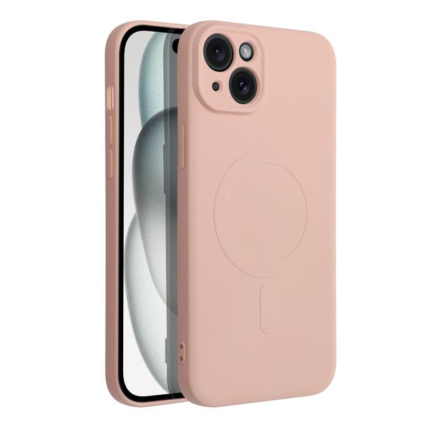 Futerał do iPhone 15 PLUS Silicone Mag Cover zgodny z MagSafe różowy