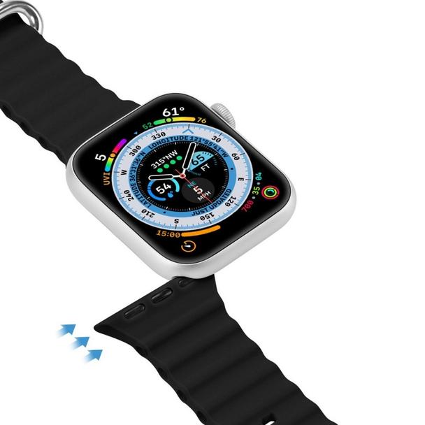 DUX DUCIS pasek OCEAN WAVE silikonowy do Apple Watch 42 / 44 / 45 mm czarny
