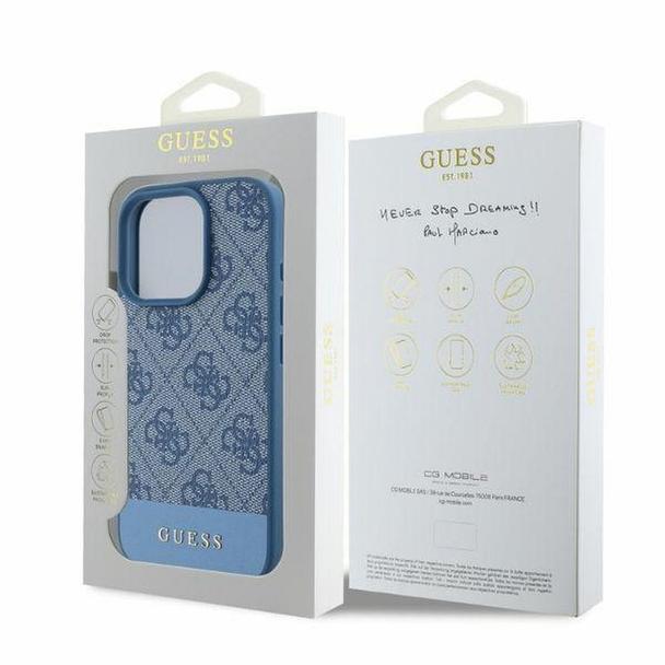 GUESS futerał do IPHONE 16 Pro GUHCP16LG4GLBL (4G PU Bottom Stripe) niebieski