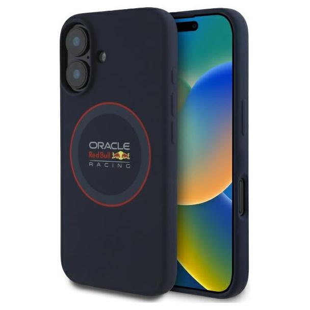 RED BULL futerał do IPHONE 16 kompatybilny z MagSafe RBHMP16S24SIILVR (Silicone red Ring) navy